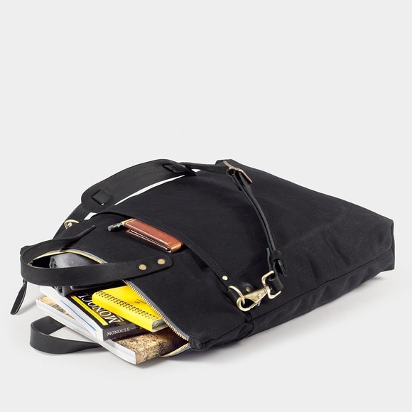 WAXED CANVAS FELIX BAG BLACK WAXED + TAN LEATHER - Picture 4 of 8